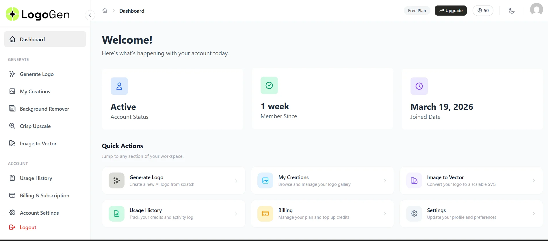 LOGOGEN AI Dashboard